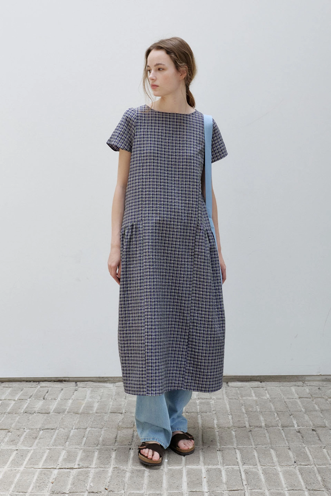 브렌다 브렌든 renee long dress - navy check 상품 이미지 2