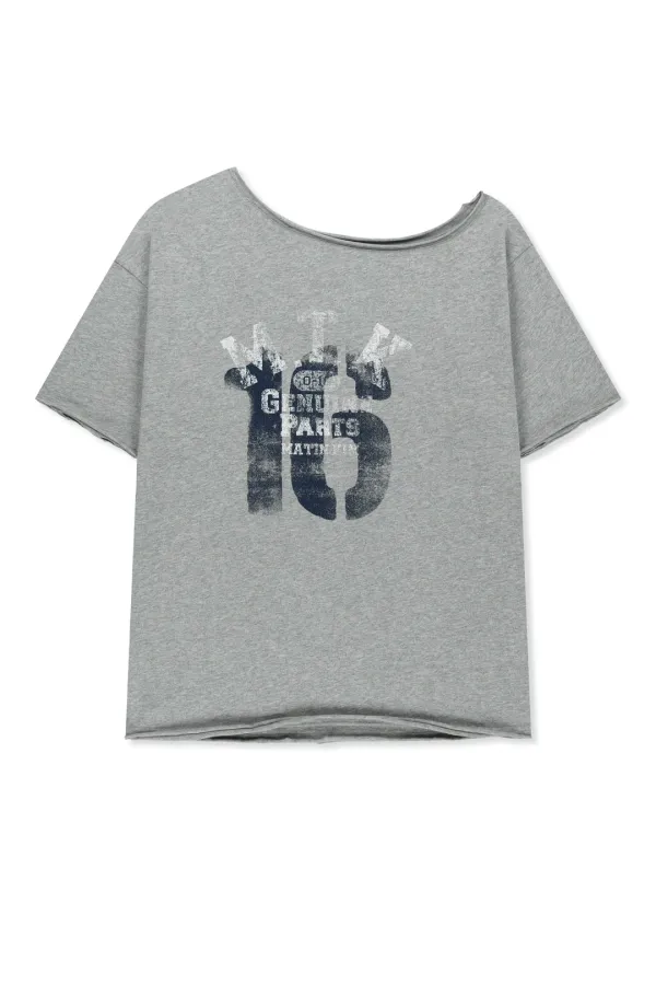 MTK 16 GRAFFITI LOGO ASYMMETRIC TOP IN GREY