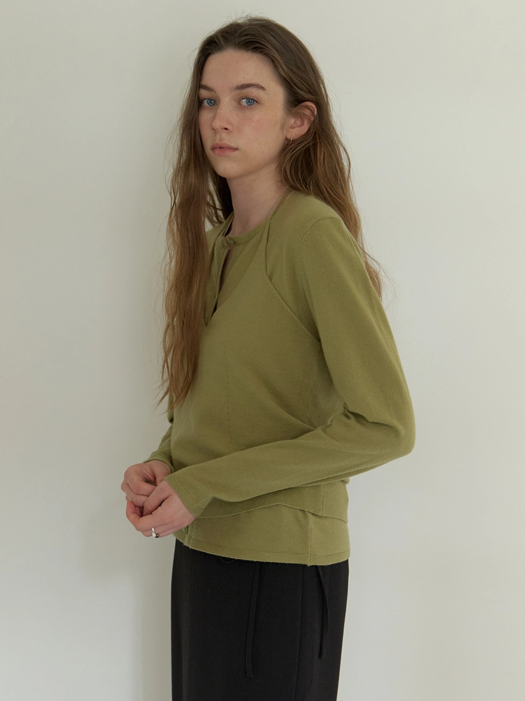 어몽 A 2-WAY CARDIGAN SET_KHAKI BROWN 상품 이미지 2