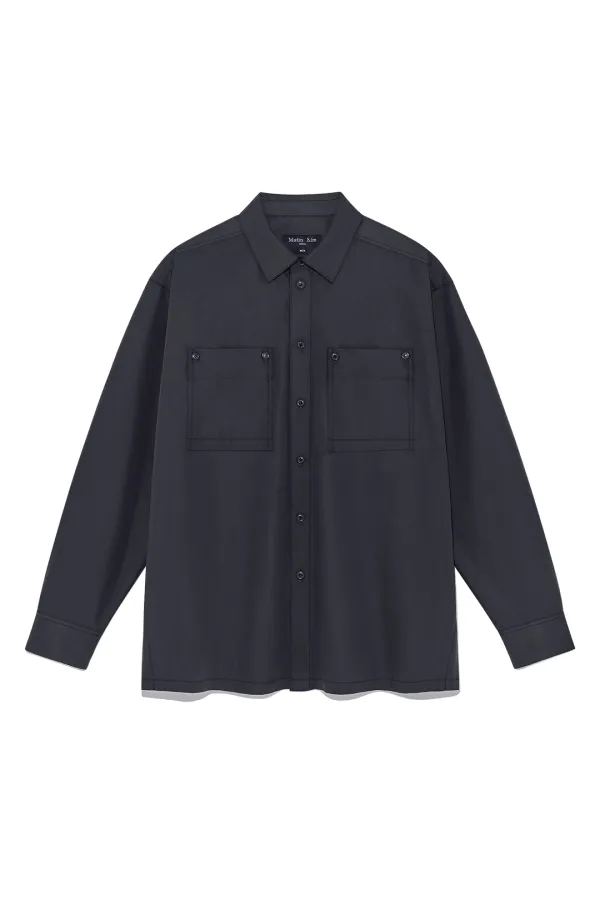POCKET FOLDOVER SHIRT FOR MEN IN CHARCOAL