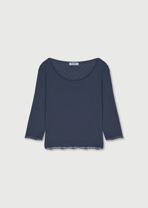 [2ND] LACE MOON TEE - DUSTY BLUE