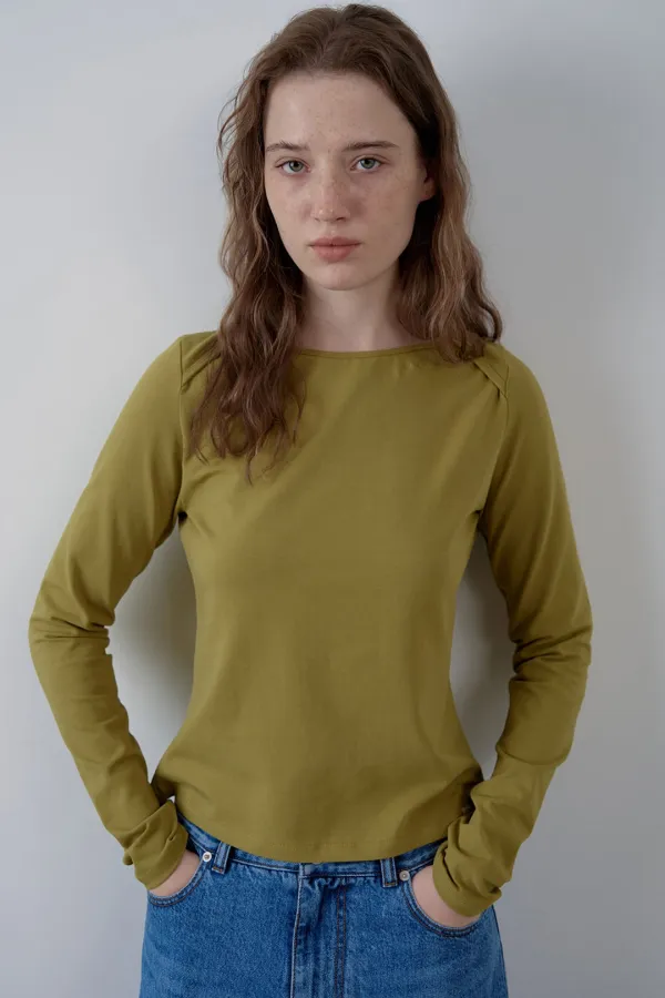 [6차]arta color boat neck long sleeve_olive