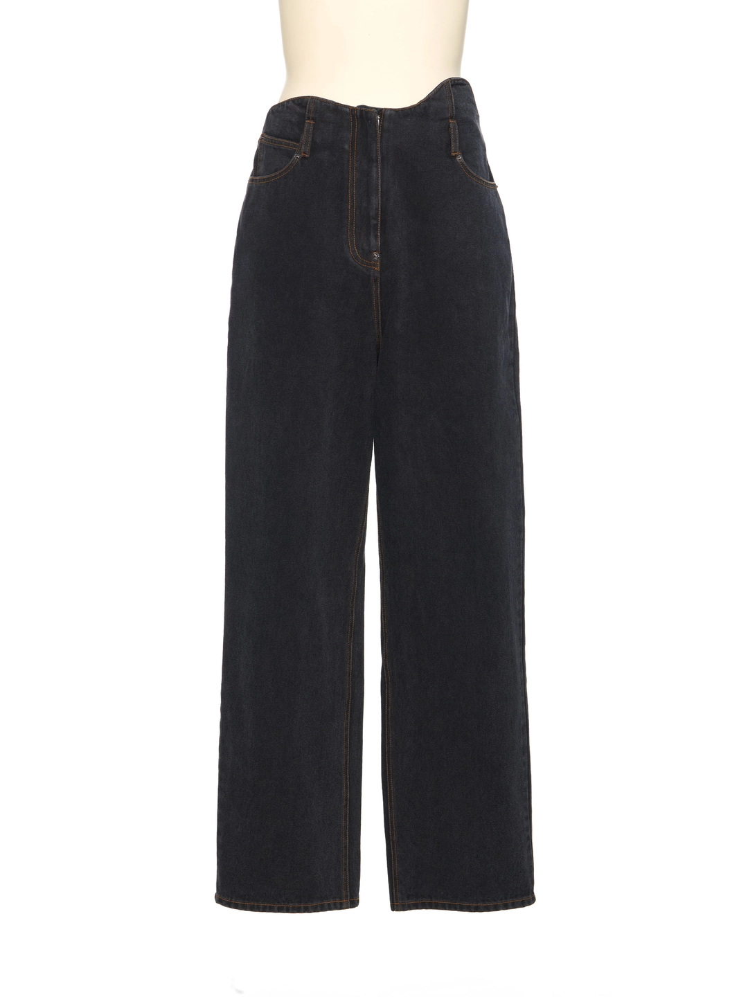 푸쉬버튼 SS26 BLACK WAVE LINE SEMI-WIDE JEANS 상품 이미지 1