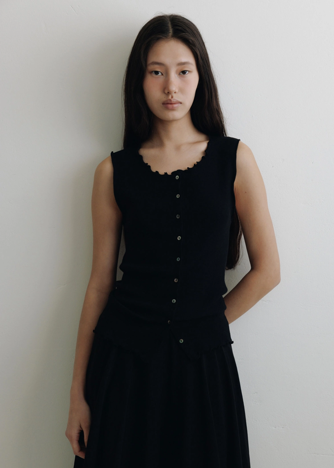 더라이 Ribbed Open Sleeveless(Black) 상품 이미지 2