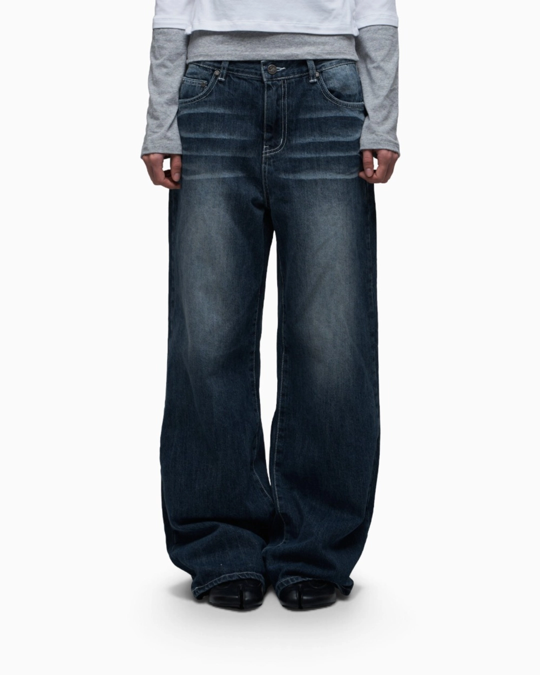 시너진 201 CAT WASHING STRAIGHT JEANS DEEP BLUE 상품 이미지 1