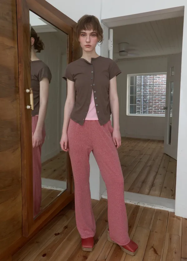 Crinkle Easy Banding Pants_Red