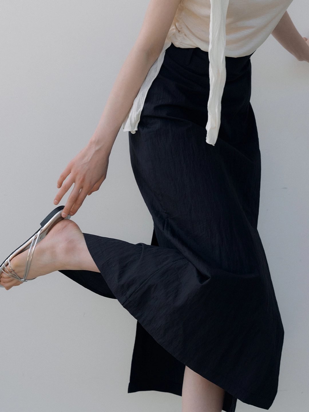 아워코모스 one-button cotton maxi skirt (2color) orc 6007 상품 이미지 3