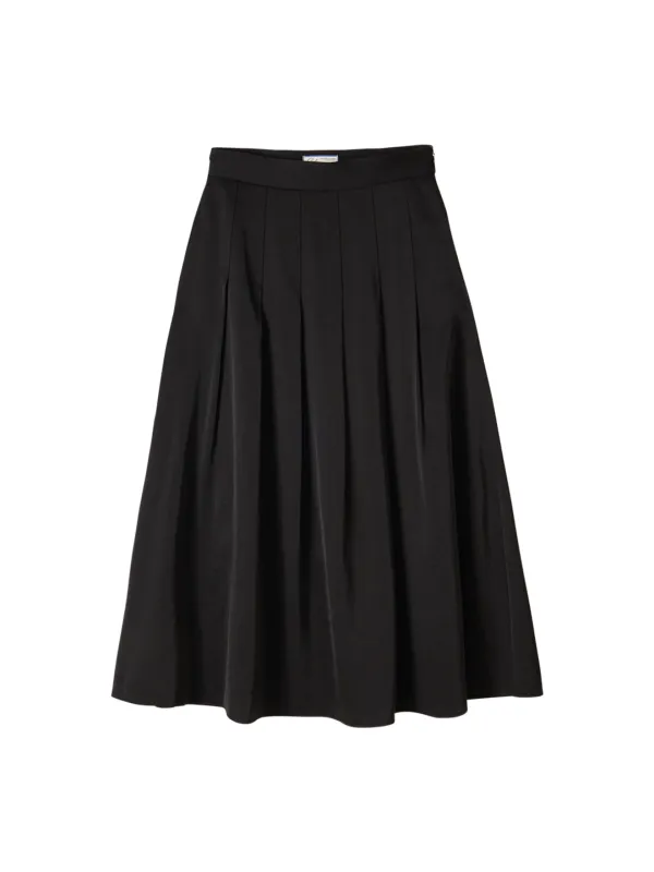 Grace Satin Pleated Skirt_ Black