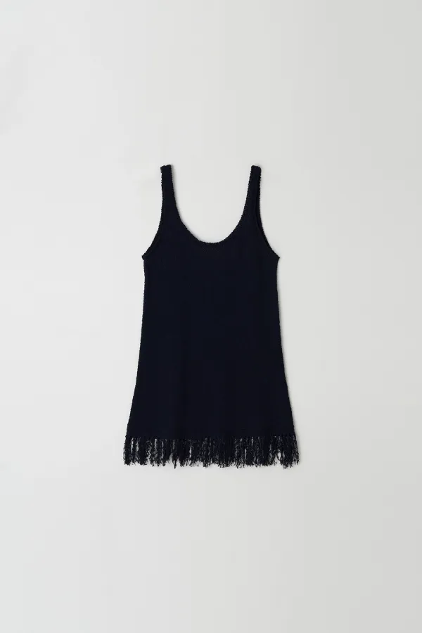 Fringe Knit Dress (navy)