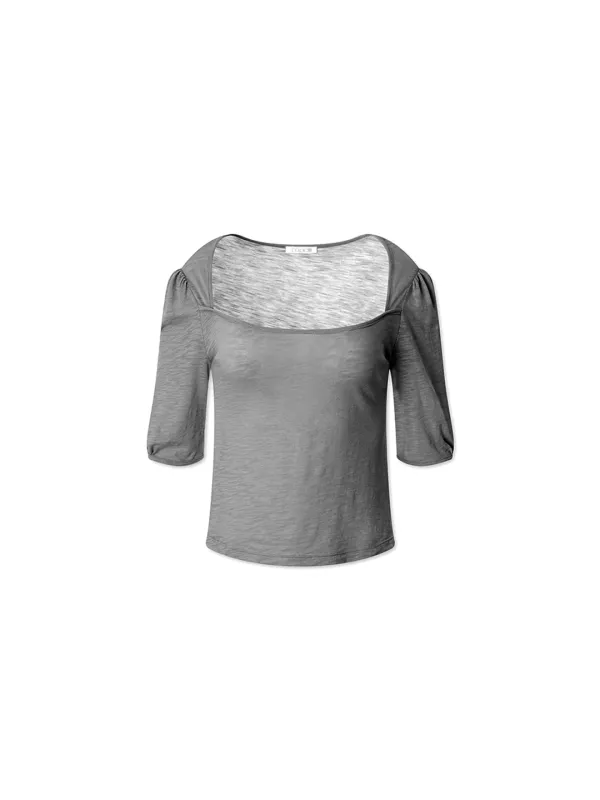 LEAF PUFF TOP CHARCOAL