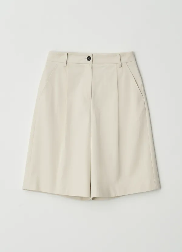 Front tuck bermuda cotton pants_CREAM