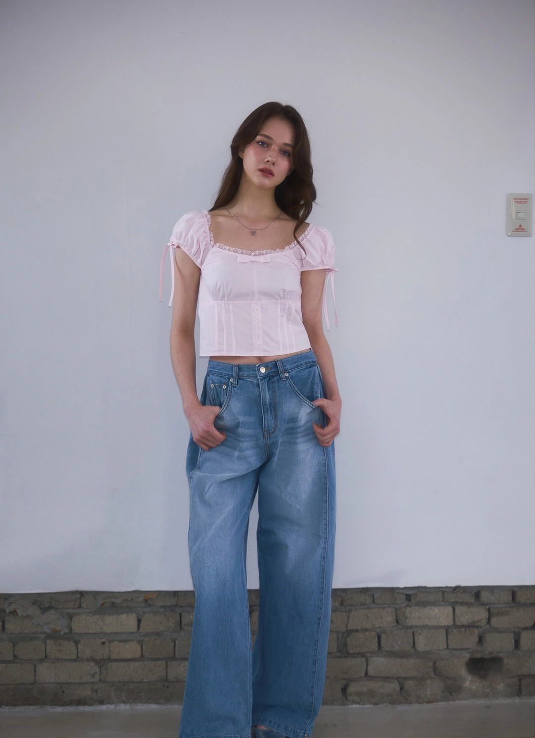로제프란츠 Ribbon Pintuck Crop Blouse [Pink] 상품 이미지 2