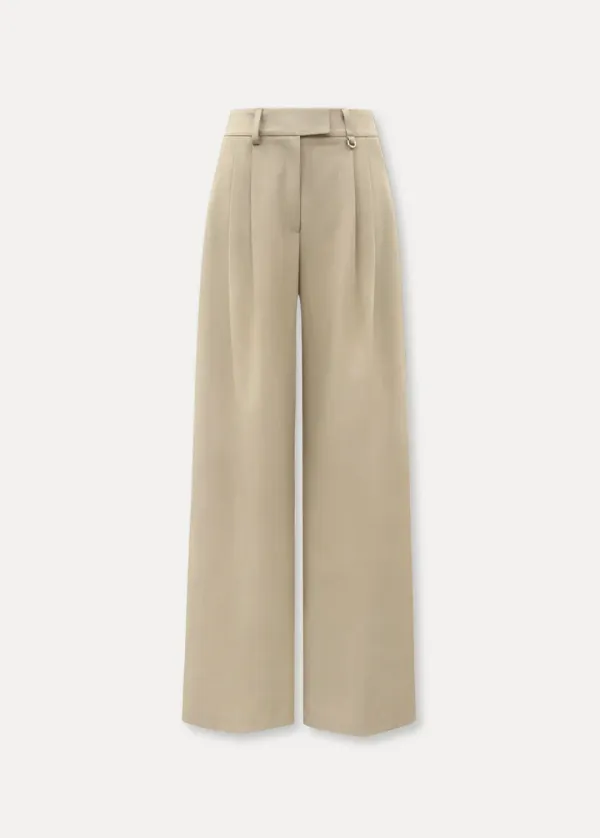 CHIXLABEL H 제인 투턱 와이드 팬츠 - Beige