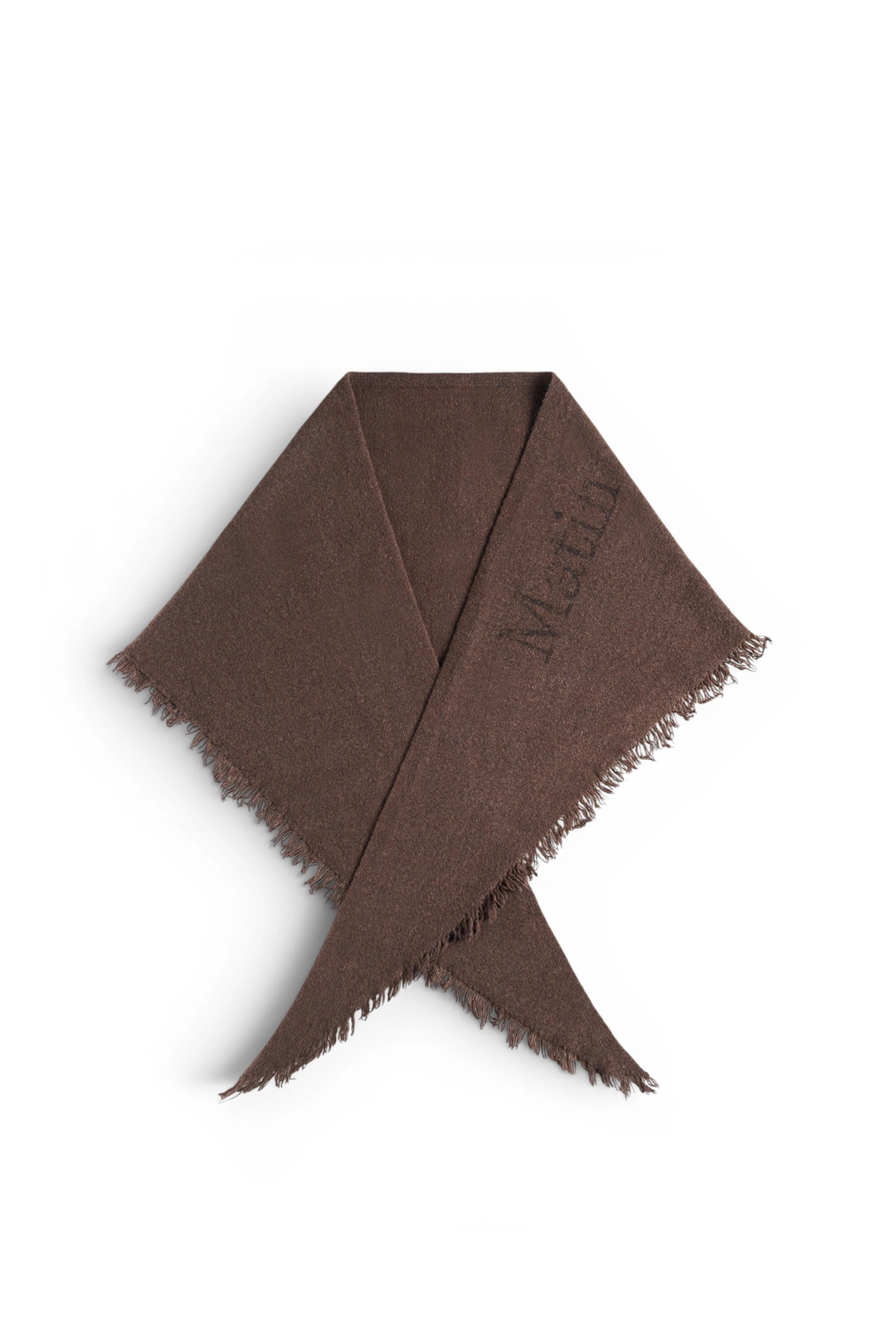 마뗑킴 FUZZY TRIANGLE FRINGE MUFFLER IN BROWN 상품 이미지 1