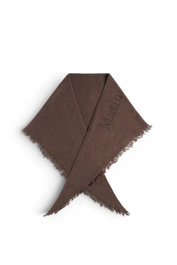 FUZZY TRIANGLE FRINGE MUFFLER IN BROWN