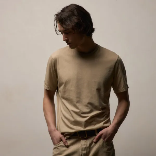 Luxe Lotus Jersey Tee - Light Khaki
