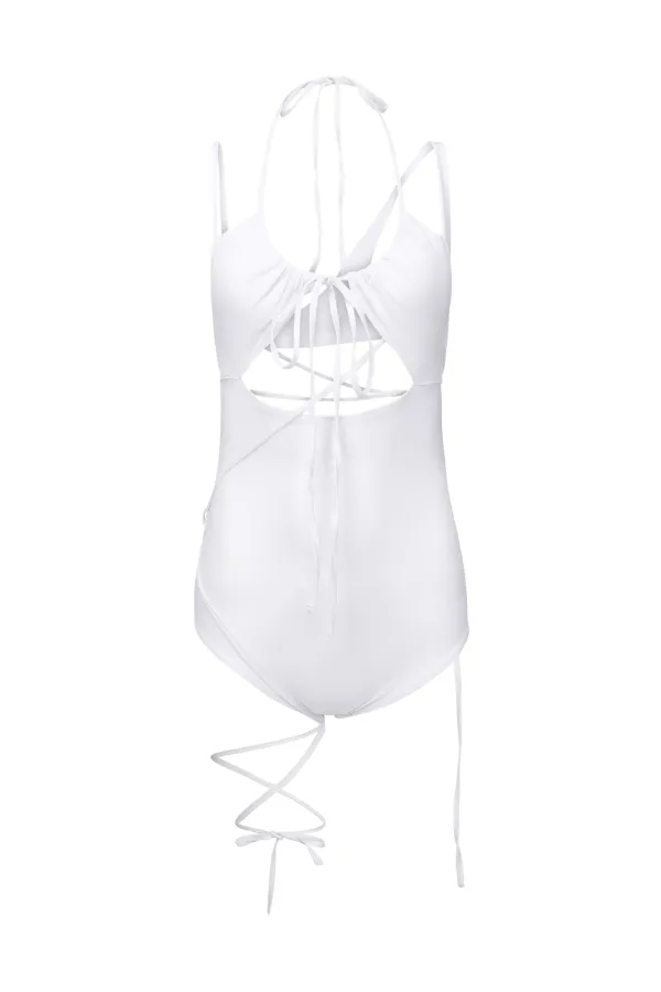 MULTIWAY STRAP SWIM SUIT WHITE