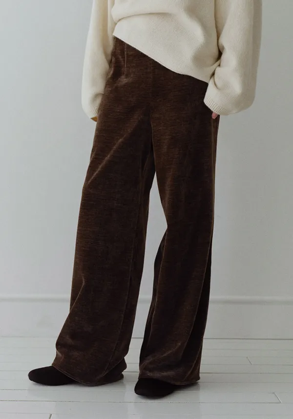 VELVET WIDE PANTS_BROWN_OE4C2XPL08BRW