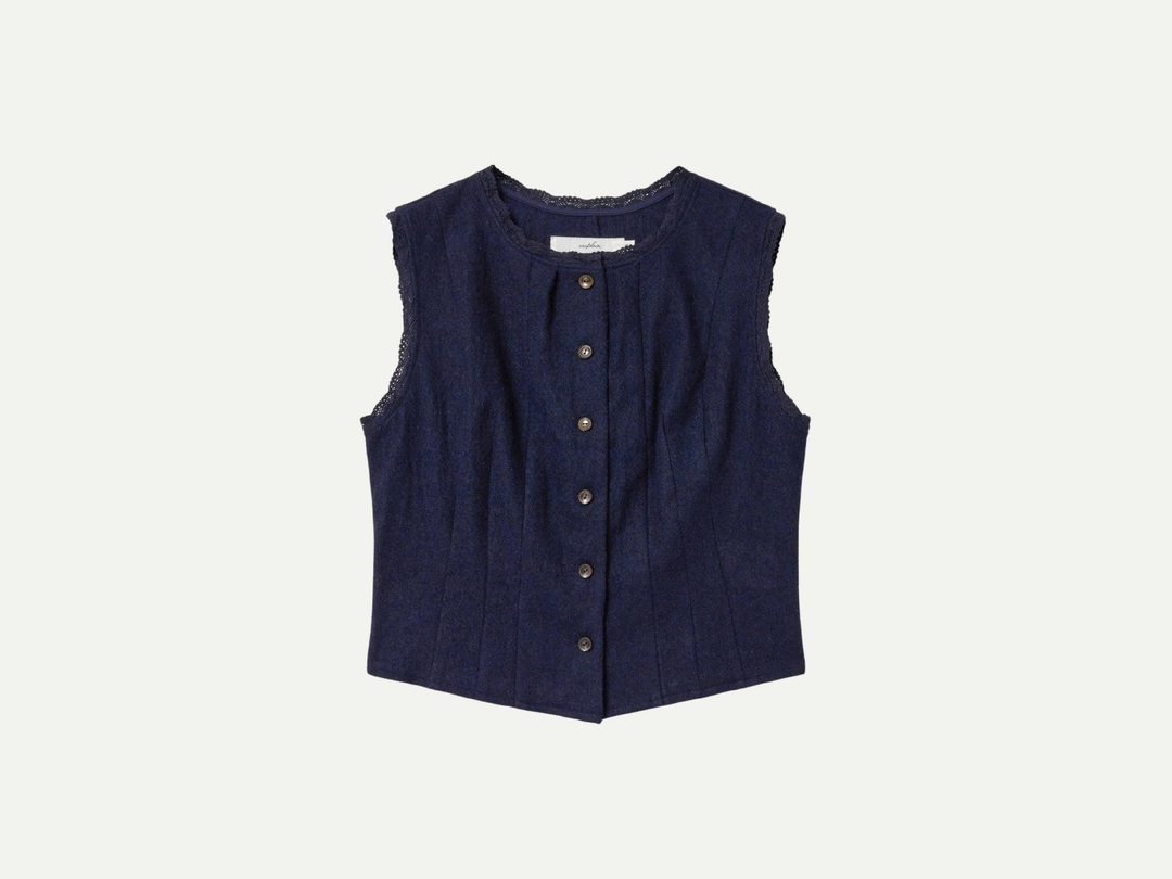 비아플레인 Via Boris button wool vest (Navy) 상품 이미지 1