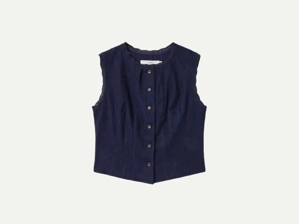 Via Boris button wool vest (Navy)