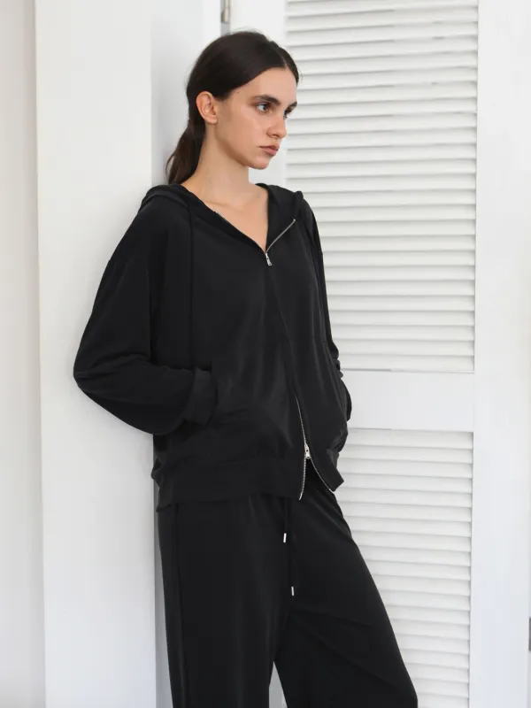 Modal hoodie zipup (차콜블랙)