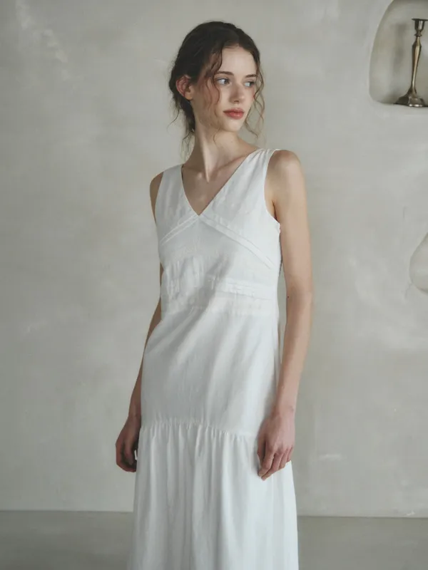 BENITA v-neck long sleeveless dress_white(6/2 예약배송)