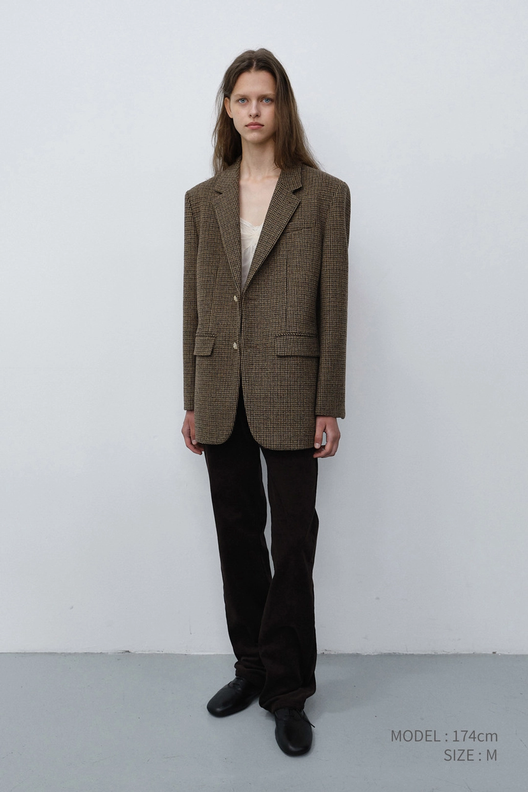 던스트 UNISEX CLASSIC 2 BUTTON WOOL BLAZER BROWN CHECK_UDJA6C107W2 상품 이미지 2