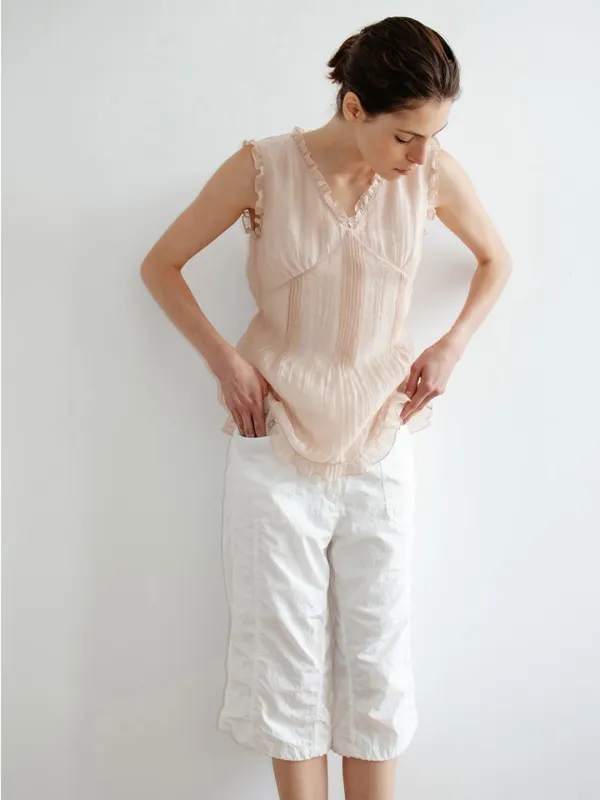 [ 예약배송 : 5/26 ] TIR SHIRRED PARACHUTE PANTS_WHITE