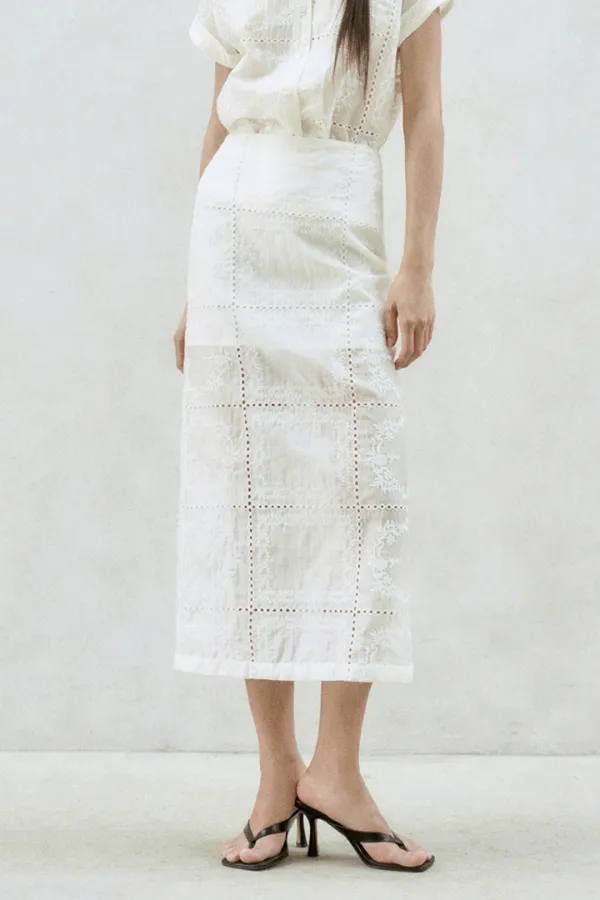 CROCHET SHEER MIDI SKIRT