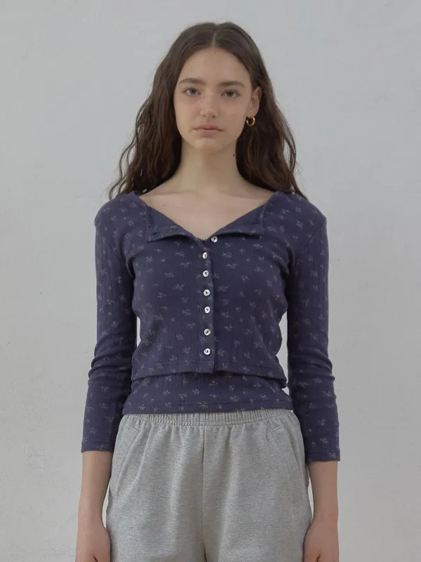 tiny flower cardigan (navy)