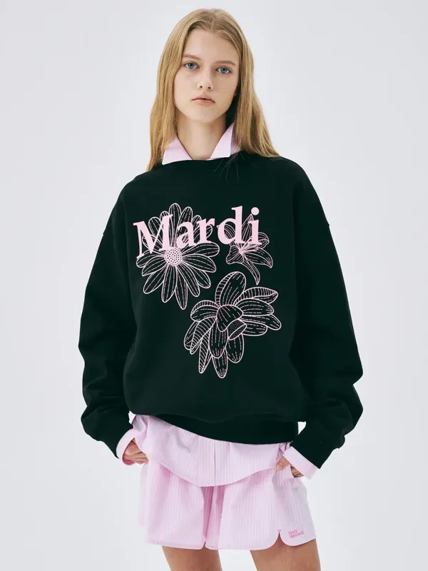 SWEATSHIRT TRIPLE FLOWER_BLACK PINK