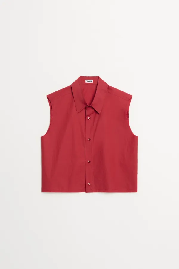Liz Sleeveless Crop Shirt red