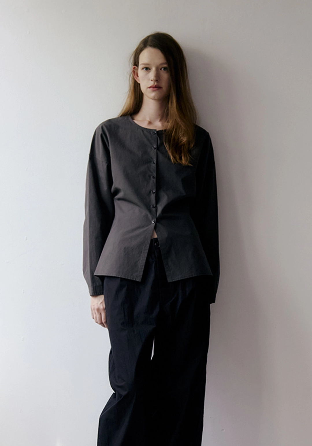 이브세이지 Cotton curve shirt (Charcoal) 상품 이미지 2
