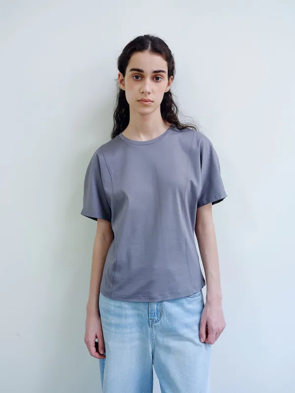 TIR CURVED LINE SILKET TOP_SMOKE BLUE