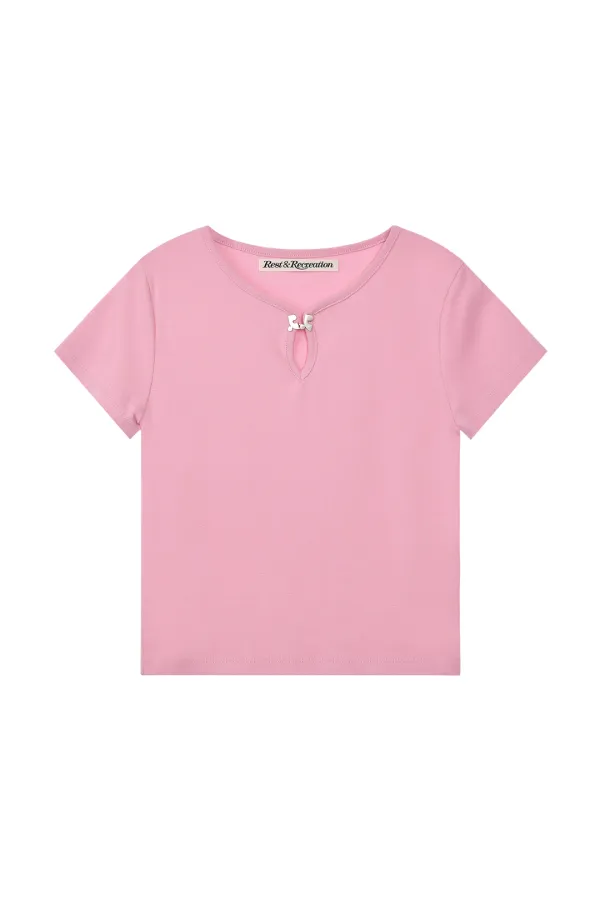 U-NECK LOGO CLIP TOP - PINK