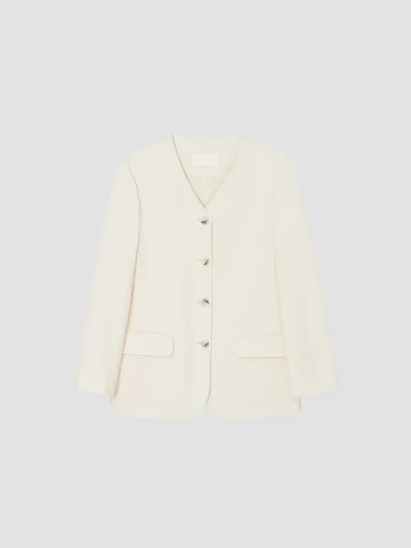 HERRINGBONE COLLARLESS JACKET_CREAM_OE3C2MJK91CRM
