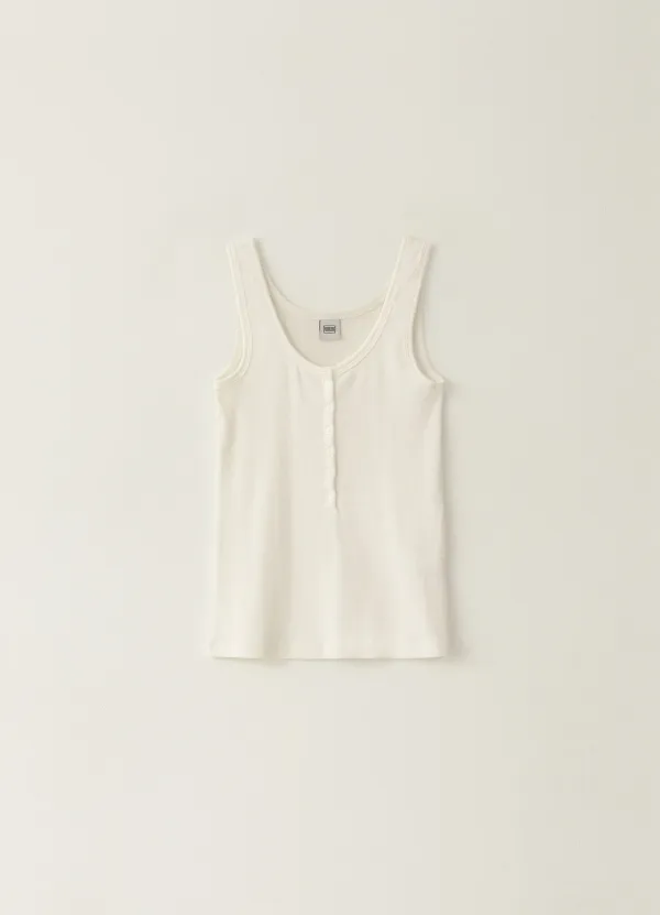 4TH / Button Ribbed Sleeveless - White