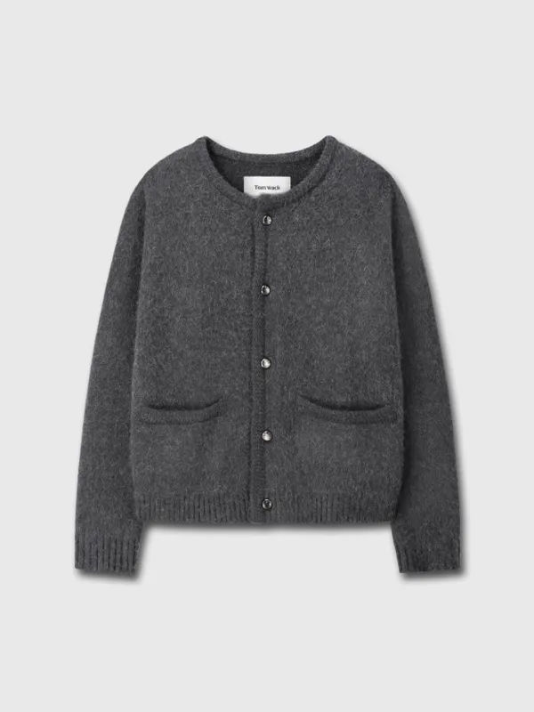 (W) ALPACA JACQUARD KNITTED BLOUSON_ GREY