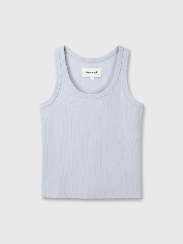 RIBBED TANK TOP_ SKY