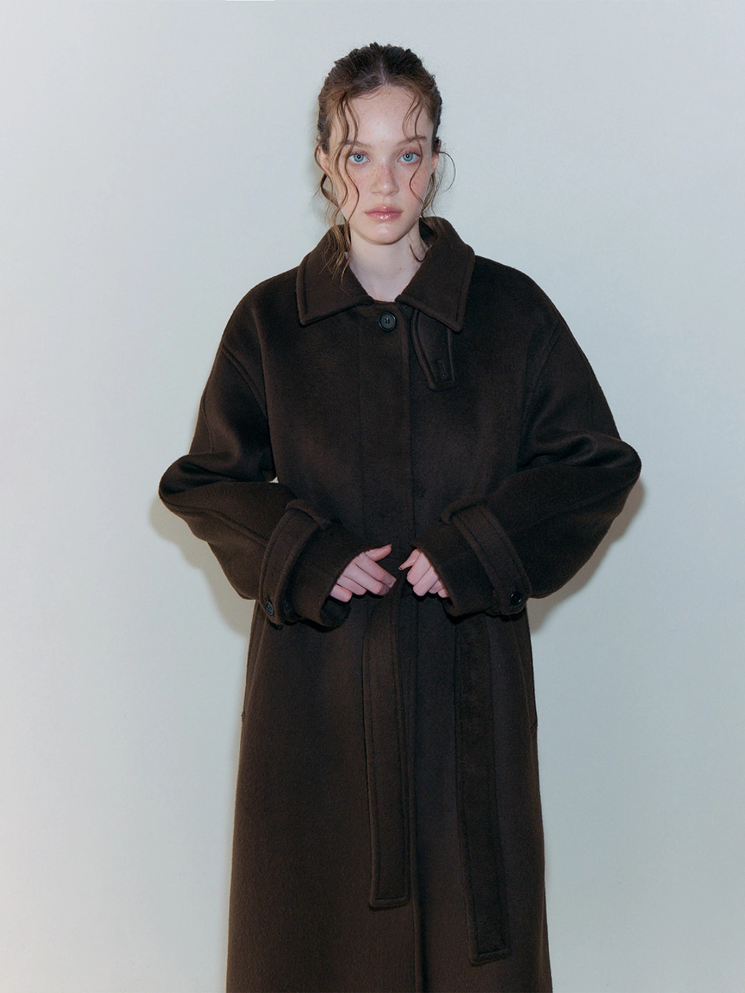 에트몽 Balmacaan Long Coat, Brown 상품 이미지 2
