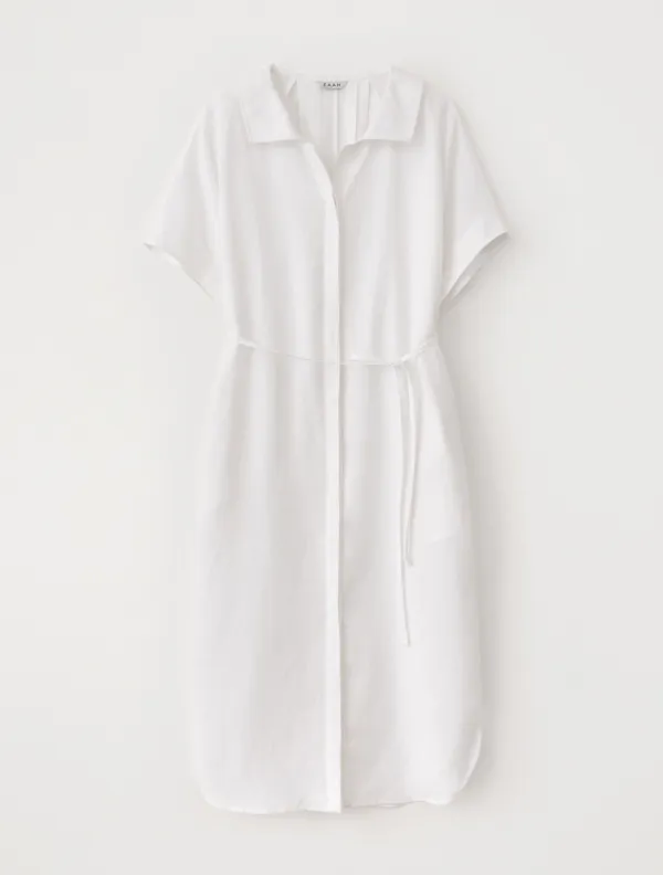 Mallow Linen Shirt Dress (White)