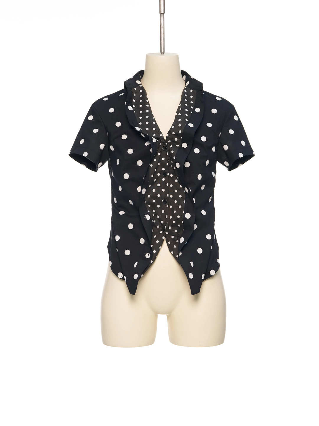 푸쉬버튼 SS26 BLACK POLKA DOT RUFFLED SHIRT 상품 이미지 1