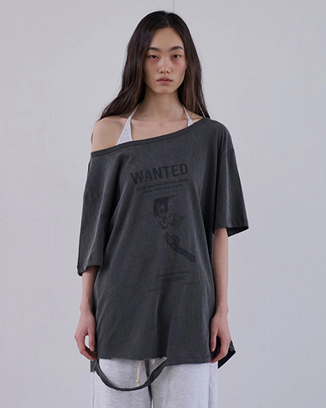 오데스 VINTAGE ASYM BOXY TEE - CHARCOAL 상품 이미지 1