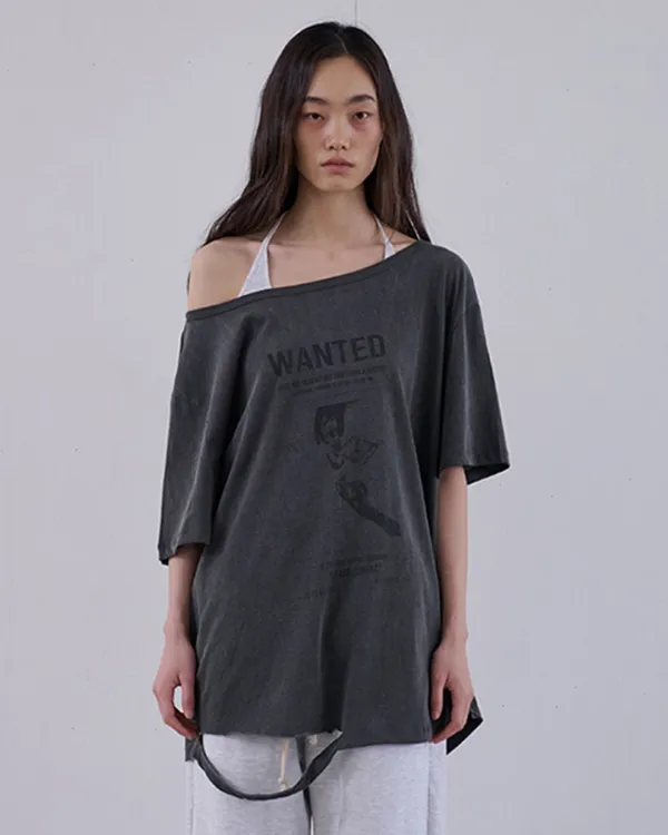 VINTAGE ASYM BOXY TEE - CHARCOAL