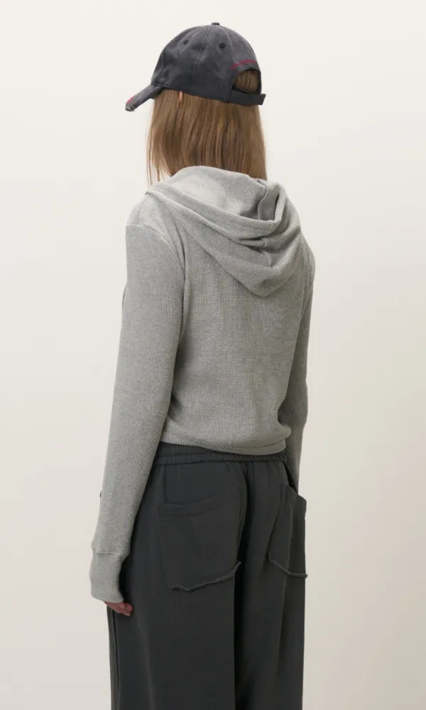 Waffle Slim Hood_Melange Grey
