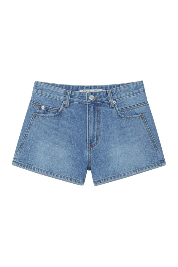 STITCH POINT DENIM SHORTS IN BLUE