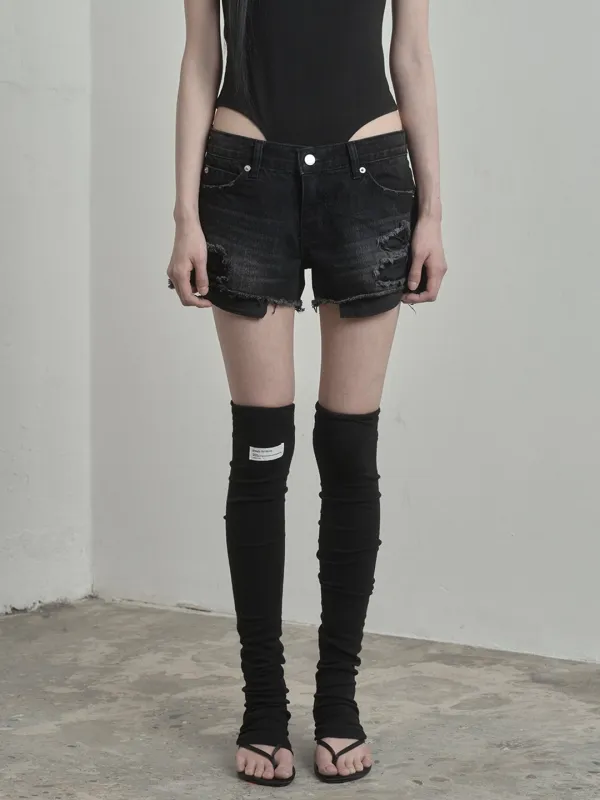 Messy Denim Shorts (black)