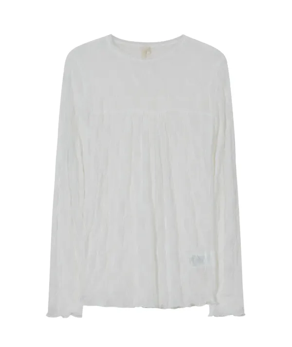 Lace Textured Tucked Top [White]