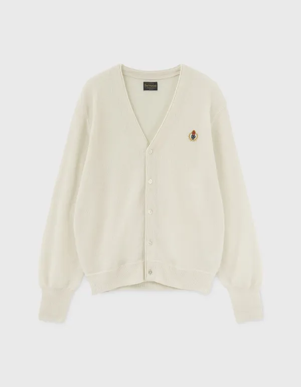 CREST WOOL CARDIGAN / White