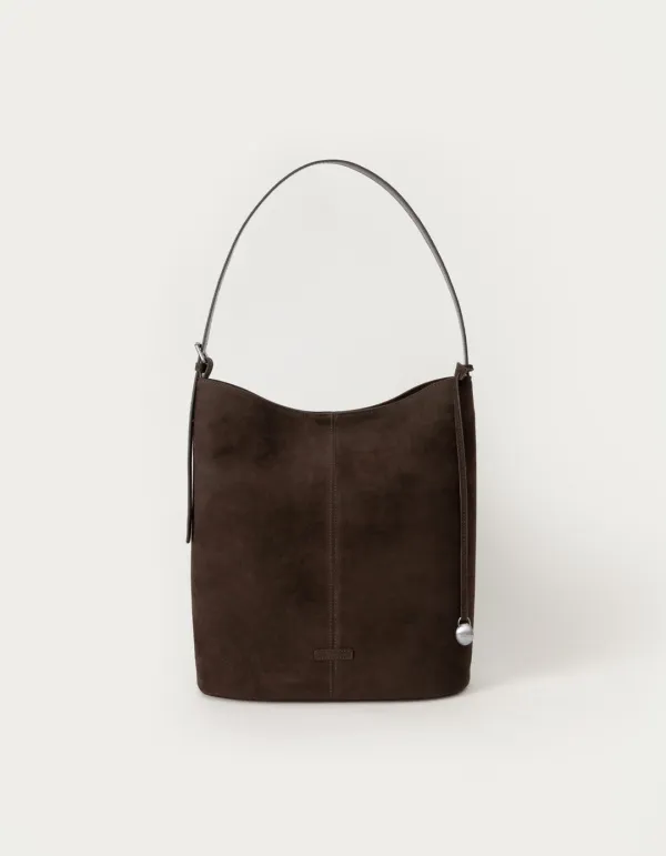 Suede Benta Shoulder Bag - Dark Brown